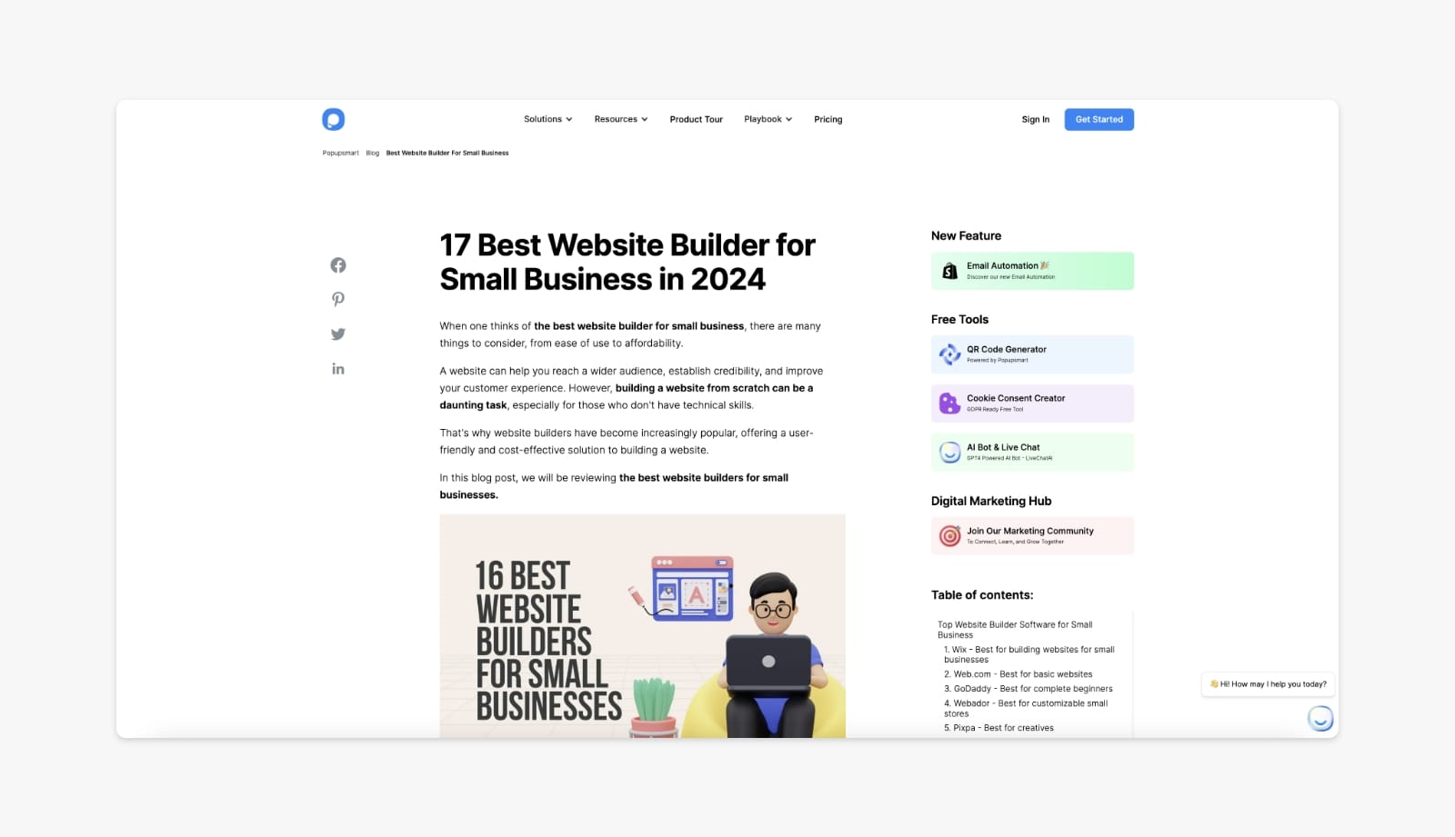 best website builders for small businesses listacle blog post.