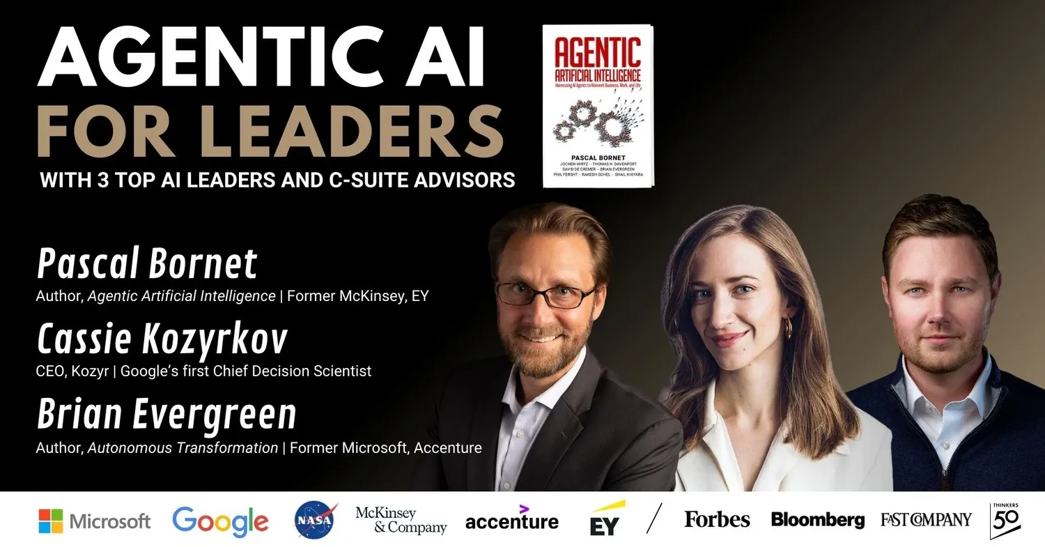 Promotional banner for Agentic AI featuring top leaders and C-suite advisors with tech company logos