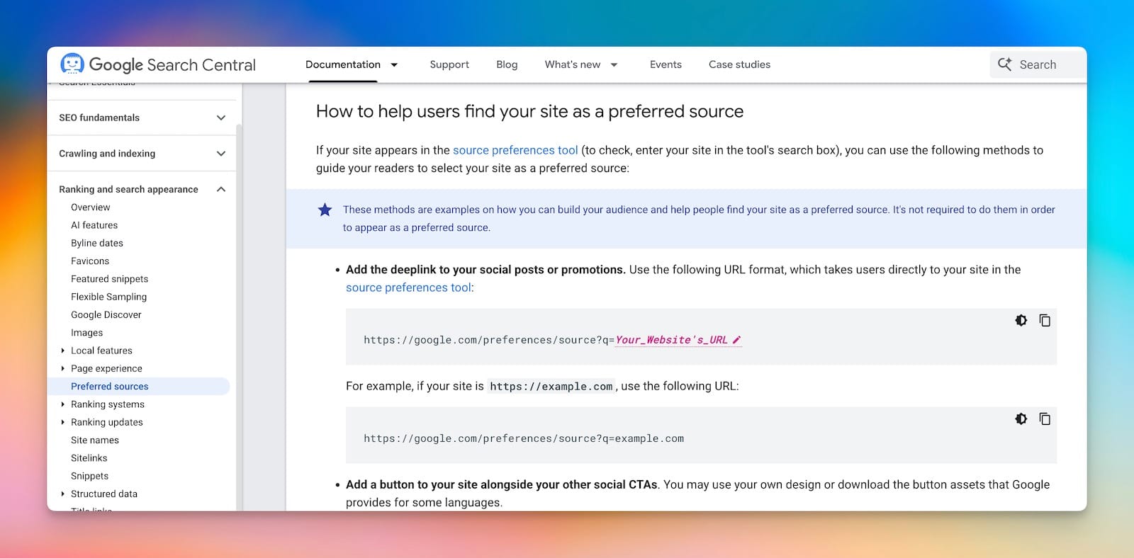 preferred sources url
